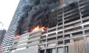 keralanews building near burj khaleefa catches fire