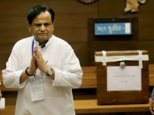 Gandhinagar: Congress leader Ahmed Patel after casting vote for the Rajya Sabha election at the Secretariat in Gandhinagar on Tuesdsay. PTI Photo  (PTI8_8_2017_000110B)