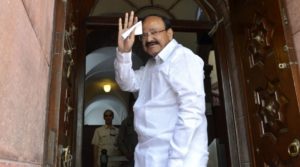 New Delhi: NDA's vice presidential candidate M. Venkaiah Naidu arrives at Parliament on Aug 3, 2017. (Photo: IANS)