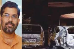 keralanews attack against the ashram of swami sandeepanandagiri two cars burned