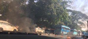 keralanews sabarimala woman entry protesters set fire on both side of pallikkunnu national highway