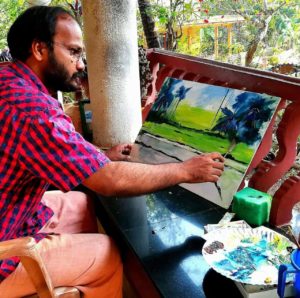 keralanews solo paintings and collage exhibition of shobharaj kadanappalli kurtham conducted at kannur mohan chalad art gallery from march 23 to 27