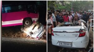 keralanews four from one family killed when bus runs over car in vaikom