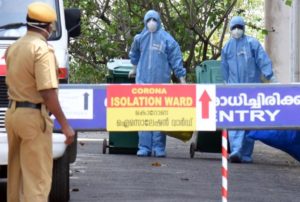 Kerala, Feb 04 (ANI): Medical staff fully covered with protective suits disposing of waste as they exit from a coronavirus isolated ward at Kochi Medical collage in Kerala on Tuesday. (ANI Photo)