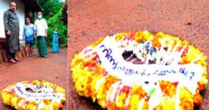 keralanews wreath placed infront of the house of ksu worker in kannur