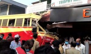 keralanews two persons were killed when a ksrtc bus rammed into a shop in thiruvalla