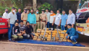 keralanews two quintals of cannabis and four swords seized from fish lorry