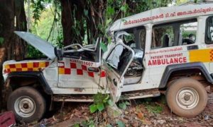 keralanews three killed when ambulance lost control and hit tree in kannur