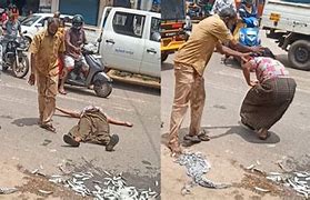 keralanews two municipality workers suspended in the incident of throwing fish on road