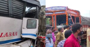 keralanews eight injured when ksrtc buses hits lorry in kannur