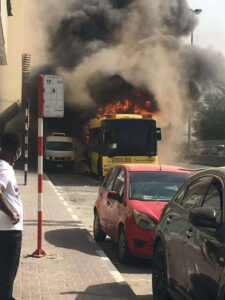keralanews school bus got fire in uae